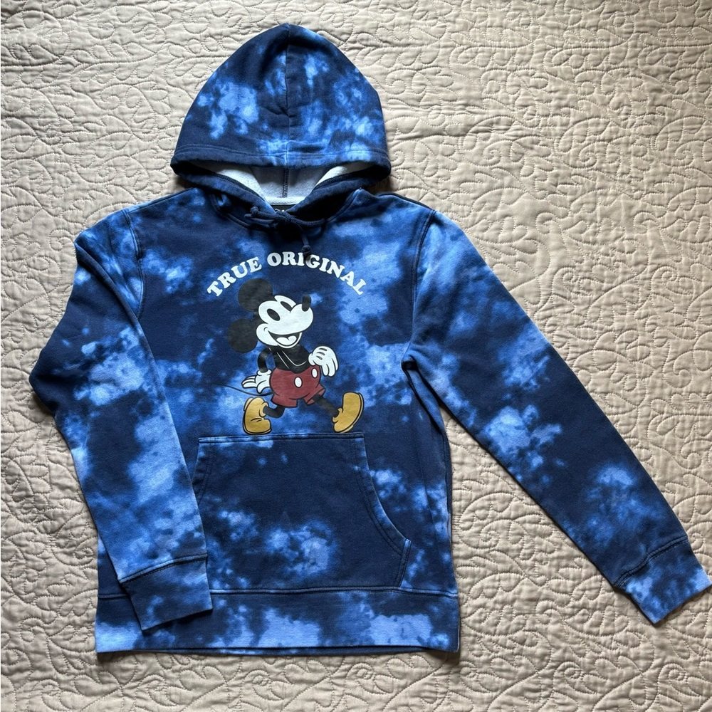 True Original Tie-Dye Blue Mickey Graphic Hoodie - Women’s Sweater Sz Small